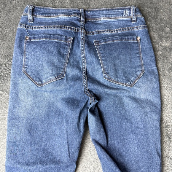 Kensie Effortless Ankle Mid Rise Distressed Blue Wash Skinny Jeans Size 6/28 - Picture 10 of 13